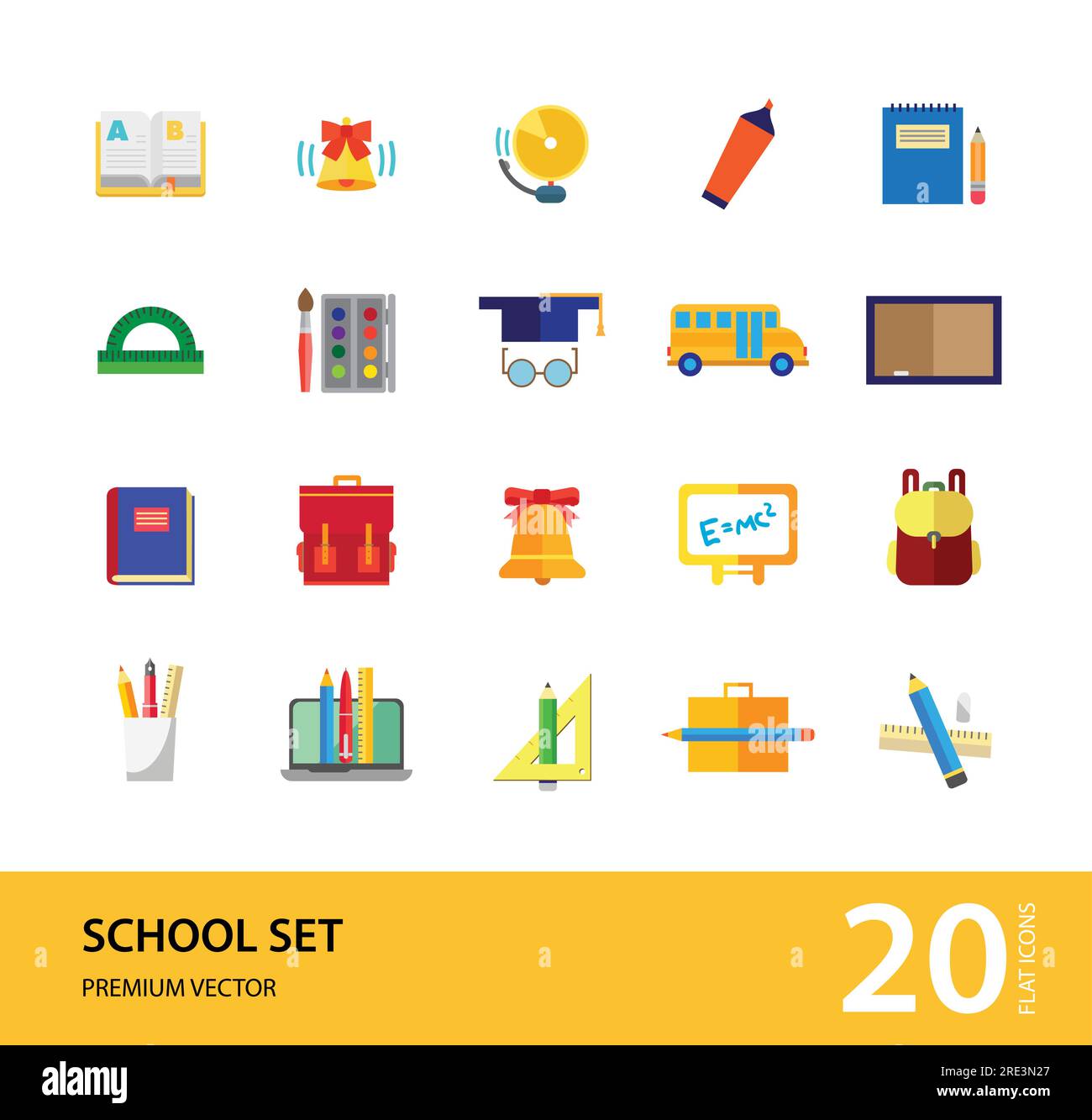 Icone scuola impostate Illustrazione Vettoriale