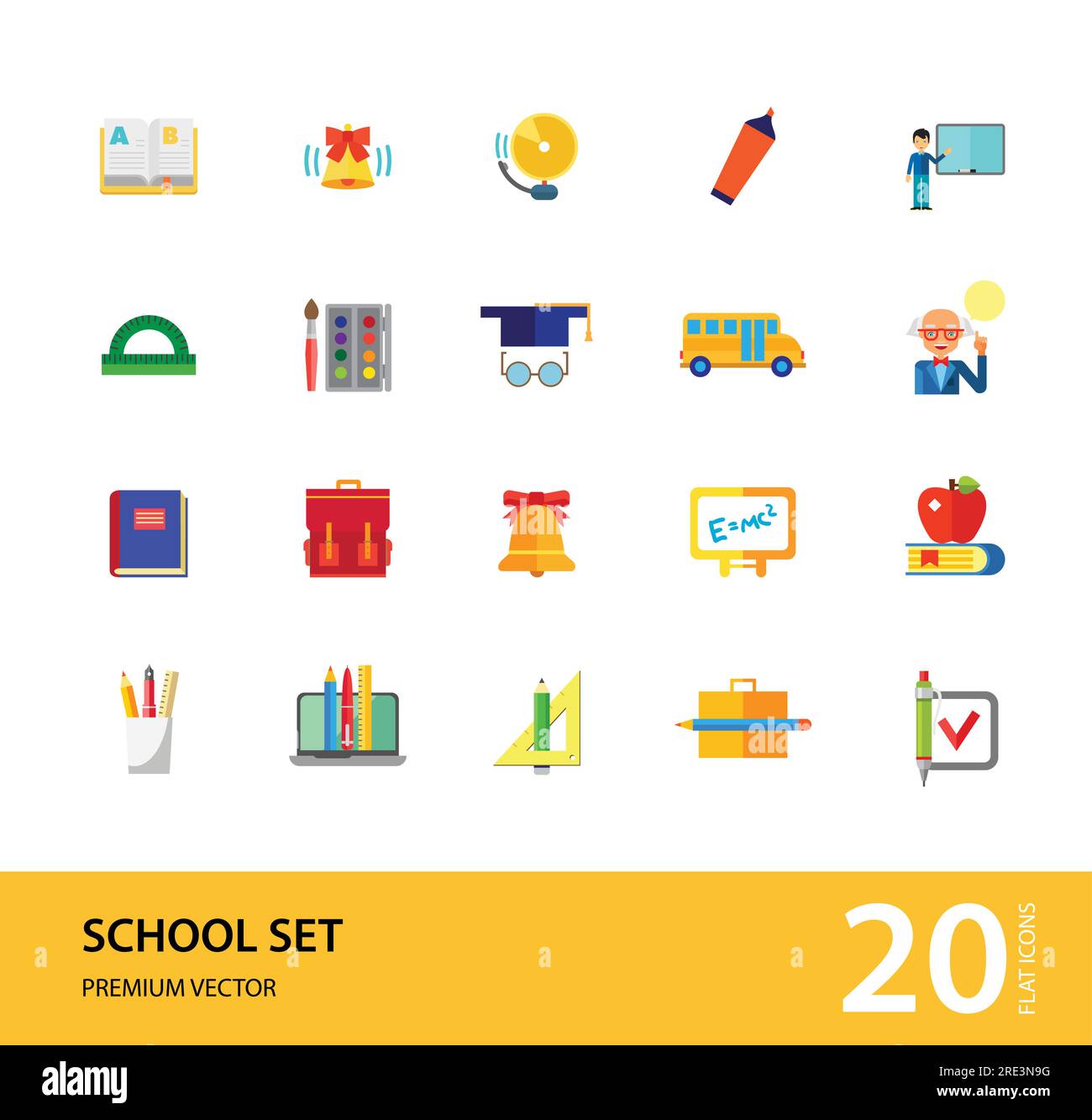 Icone scuola impostate Illustrazione Vettoriale