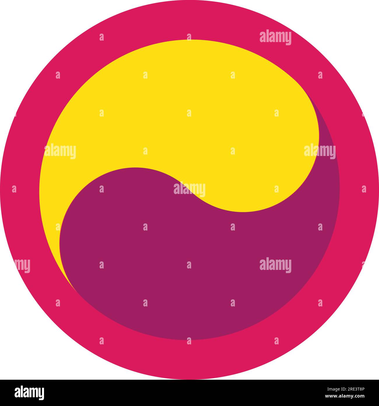 Simbolo Ying yang vettoriale in rosa caldo, giallo brillante e viola. Illustrazione Vettoriale