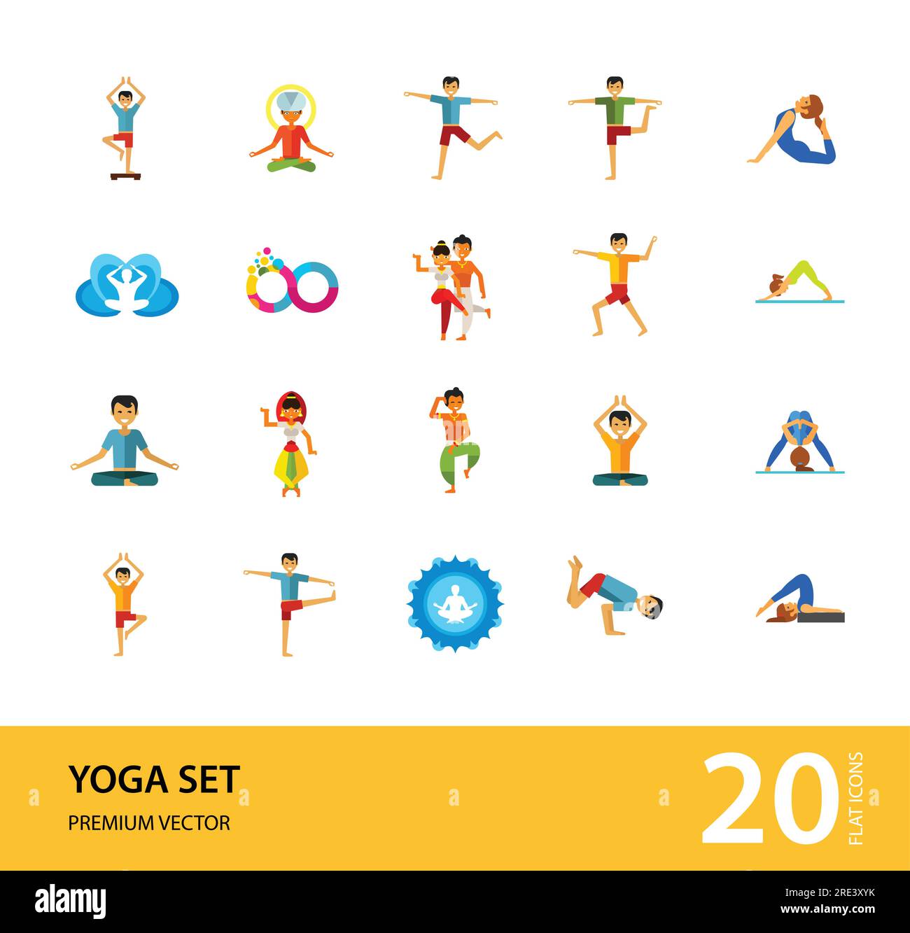 Set di icone yoga Illustrazione Vettoriale