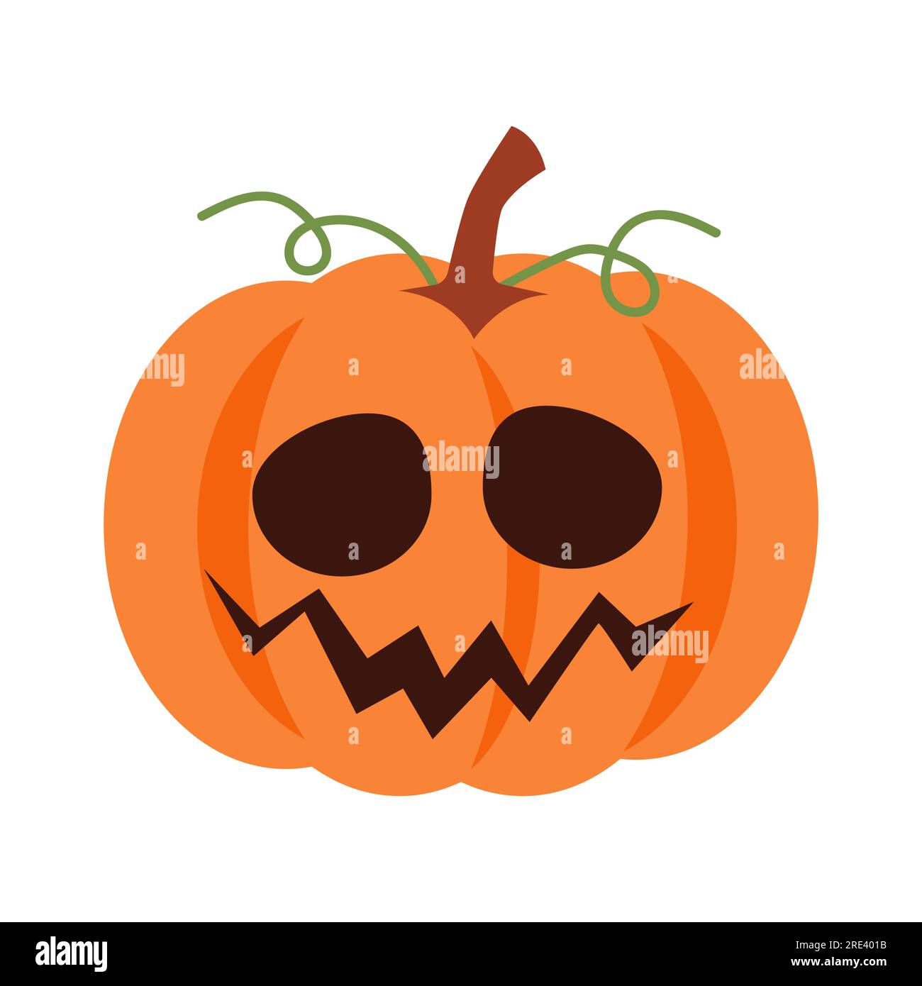 Zucca di Halloween con espressione facciale . Vettore . Illustrazione Vettoriale