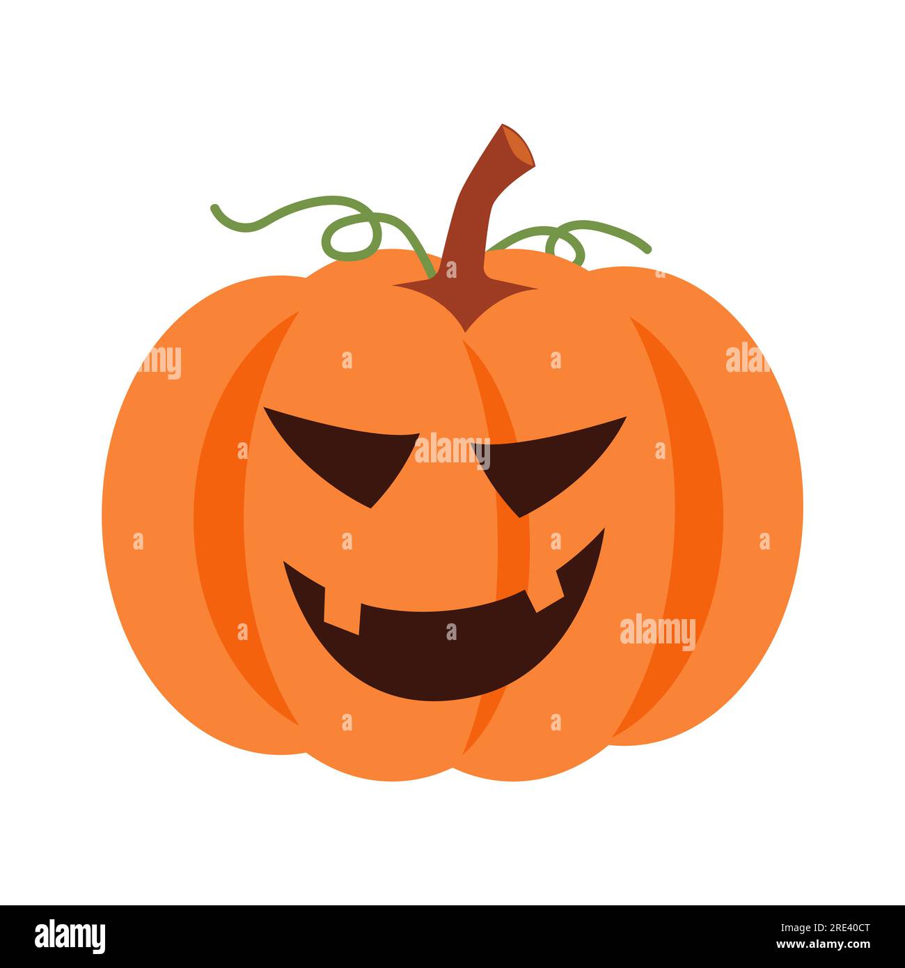 Zucca di Halloween con espressione facciale . Vettore . Illustrazione Vettoriale