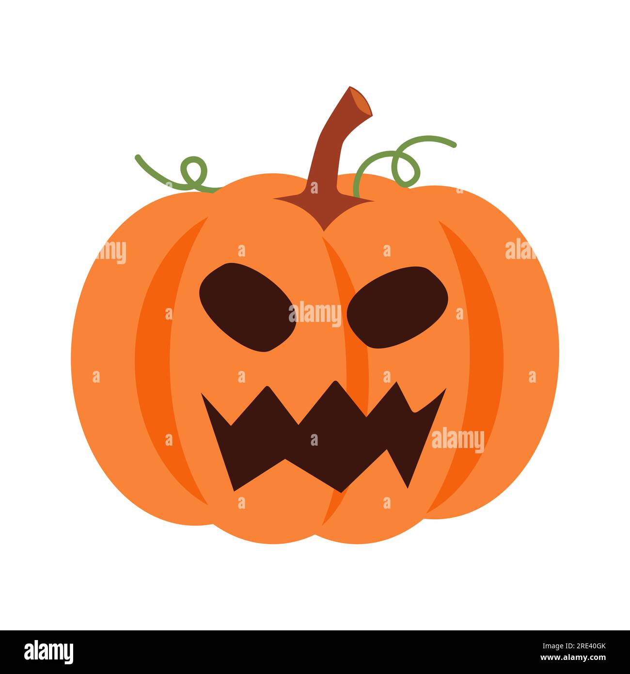 Zucca di Halloween con espressione facciale . Vettore . Illustrazione Vettoriale