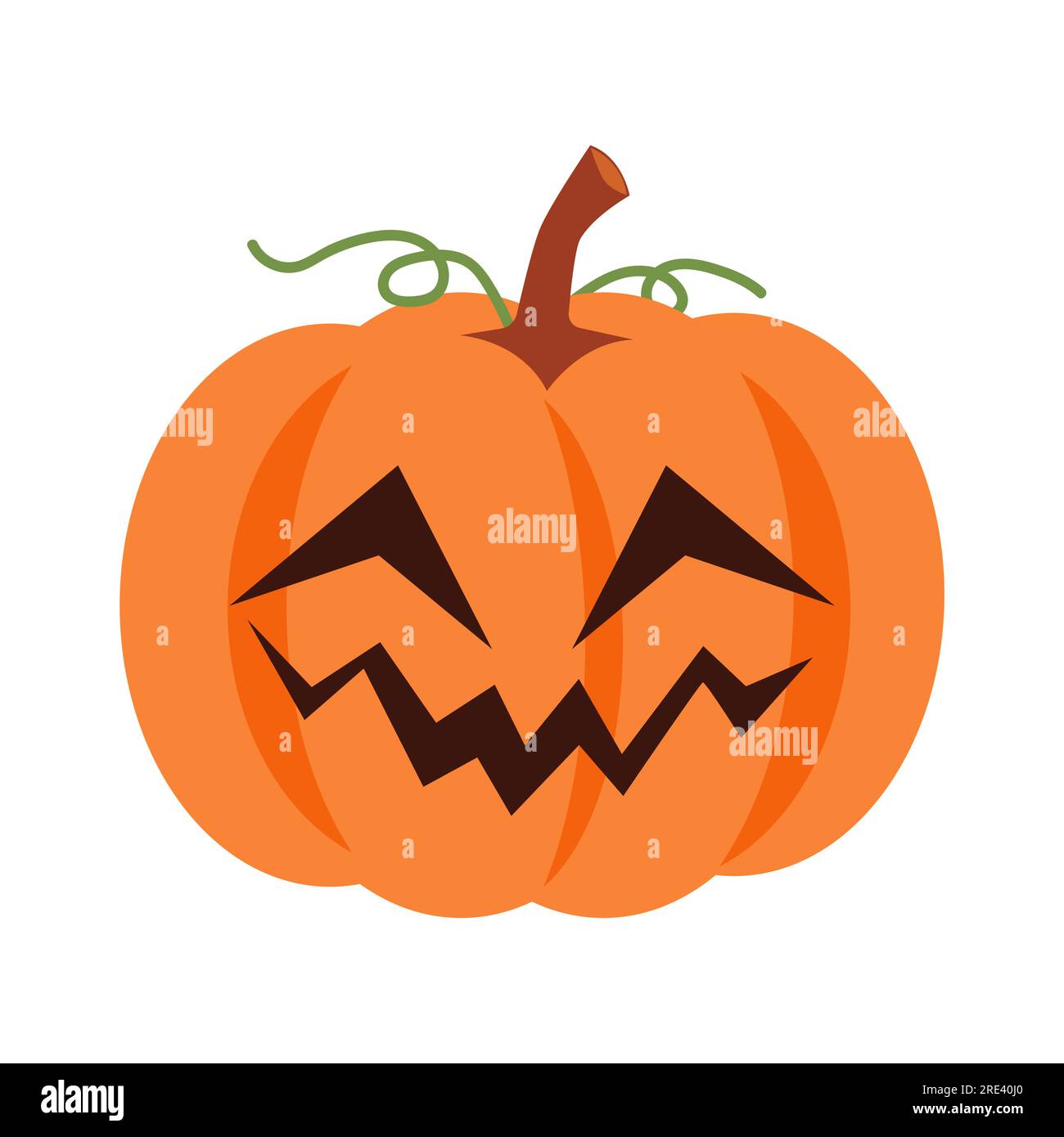 Zucca di Halloween con espressione facciale . Vettore . Illustrazione Vettoriale