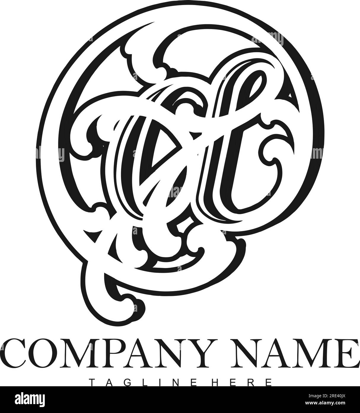 Il logo monogramma di lusso elevato di Sign delinea illustrazioni vettoriali per il logo del tuo lavoro, t-shirt di merchandising, adesivi e disegni di etichette, poster, Illustrazione Vettoriale