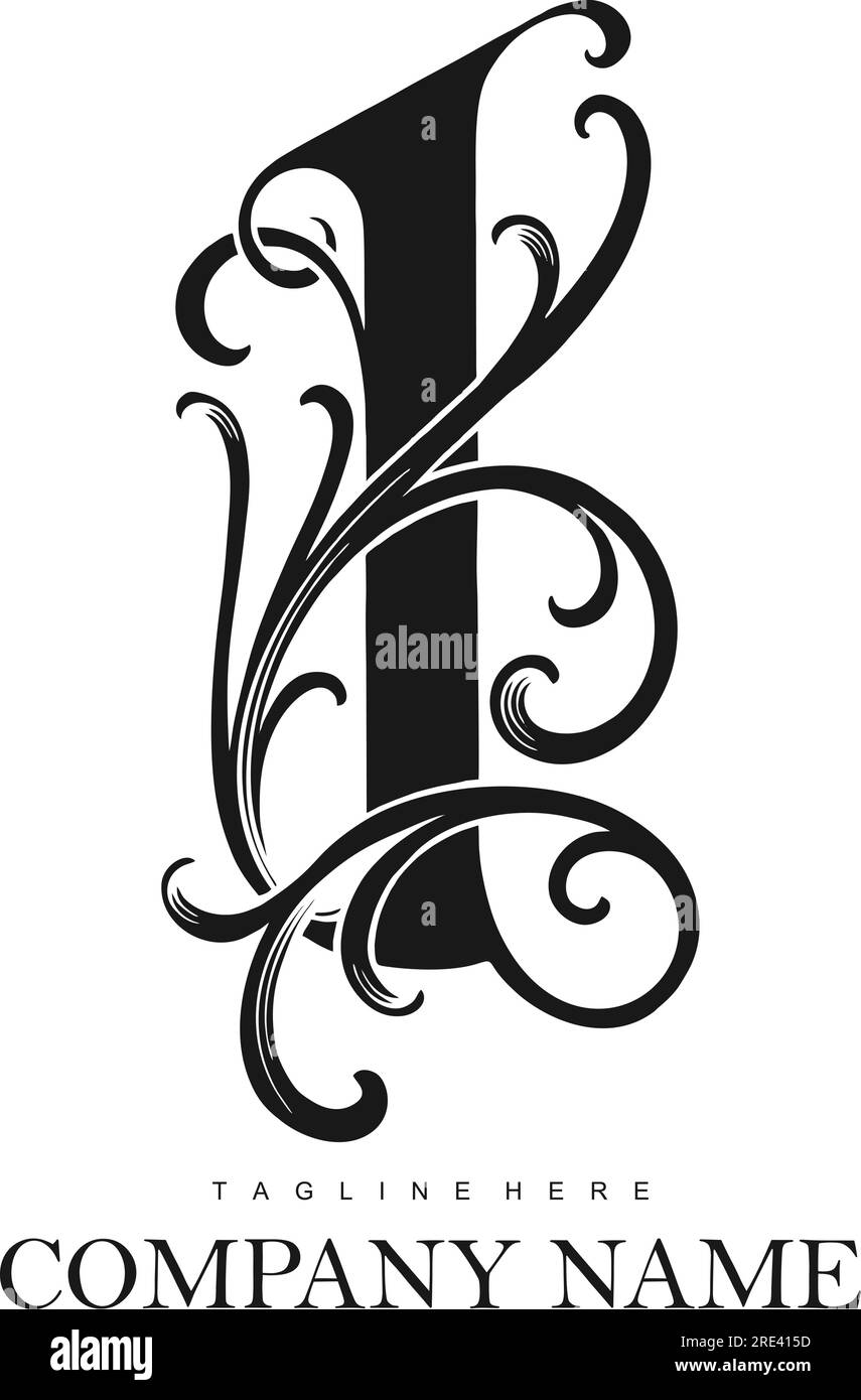 Esclusivo e prestigioso logo floreale 1 monogramma illustrazioni vettoriali monocromatiche per il logo del tuo lavoro, t-shirt di merchandisse, adesivi e logo di etichette Illustrazione Vettoriale