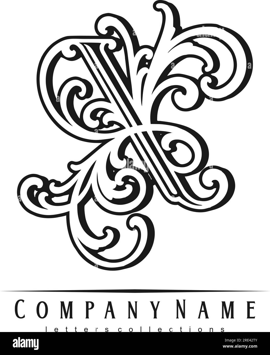 Esclusiva vintage monogramma floreale X Letter logo silhouette illustrazioni vettoriali per il logo del tuo lavoro, t-shirt di merchandising, adesivi e disegni di etichette, Illustrazione Vettoriale