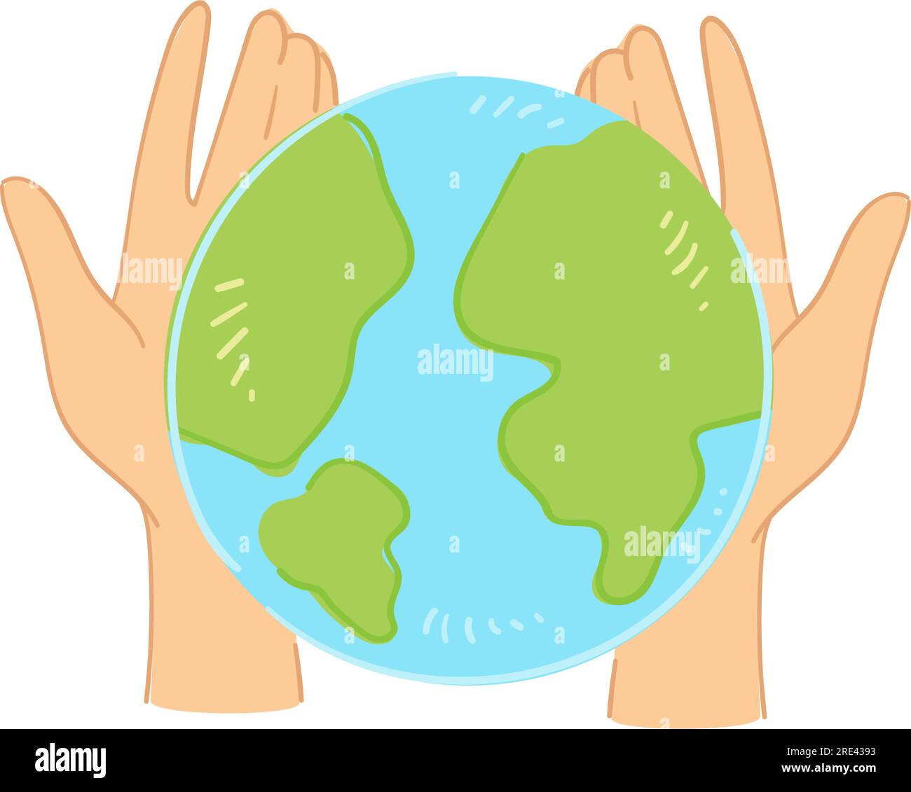 Mani che tengono il pianeta terra, segno isolato o icona di cura e protezione di ecologia e inquinamento ambientale problemi di soluzione. Sostenibilità e res Illustrazione Vettoriale