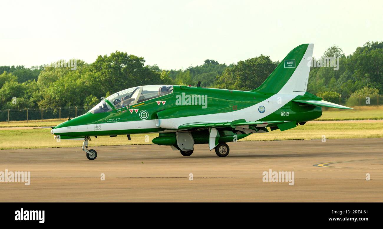 Royal Saudi Air Force, display Team Hawk arrivo al Royal International Air Tattoo 2023 Foto Stock