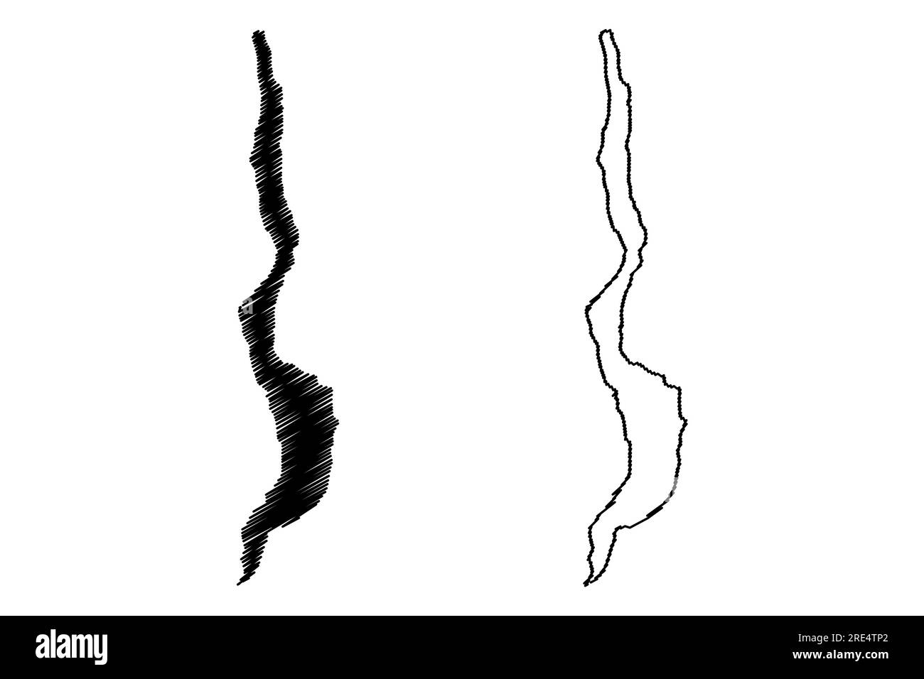 Illustrazione vettoriale della mappa del lago Poteriteri (Nuova Zelanda, Oceania, Isola del Sud), schizzo della mappa di Poteriteri Illustrazione Vettoriale