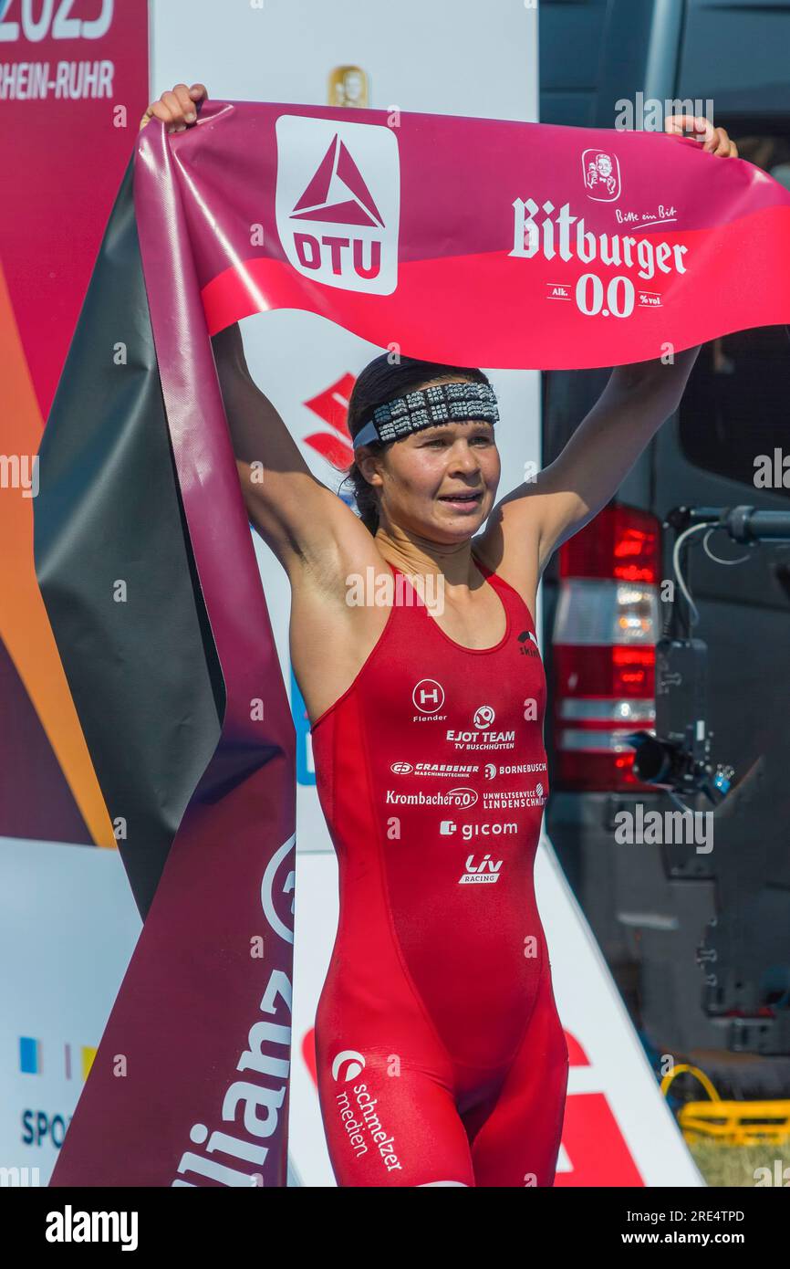 "Die Finals", vincitrice del Triathlon Elite e campionessa tedesca Lisa Tertsch - gara di corsa Foto Stock