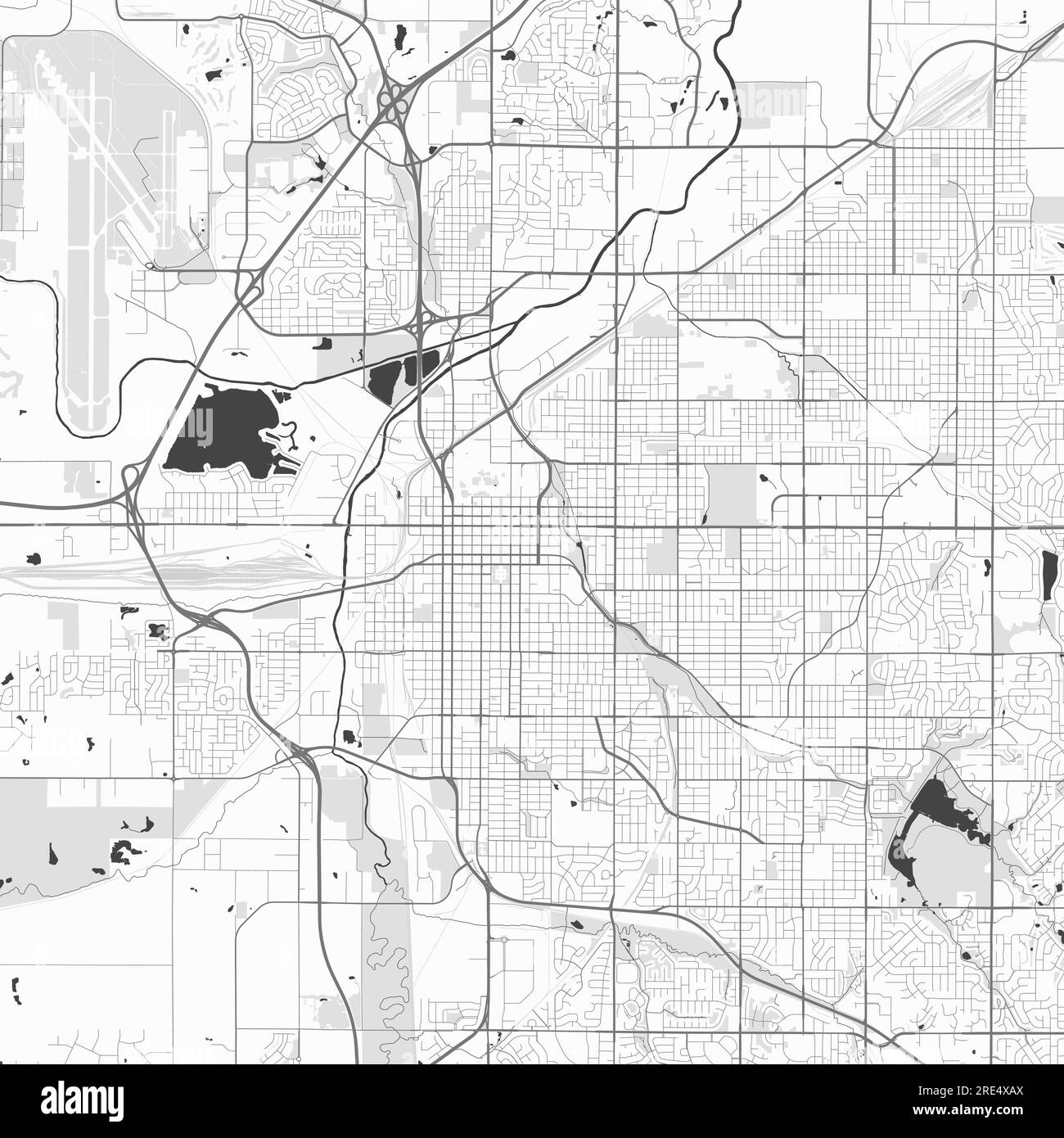 Mappa della città di Lincoln, Nebraska. Poster urbano in bianco e nero. Immagine della mappa stradale con vista sull'area metropolitana della città. Illustrazione Vettoriale