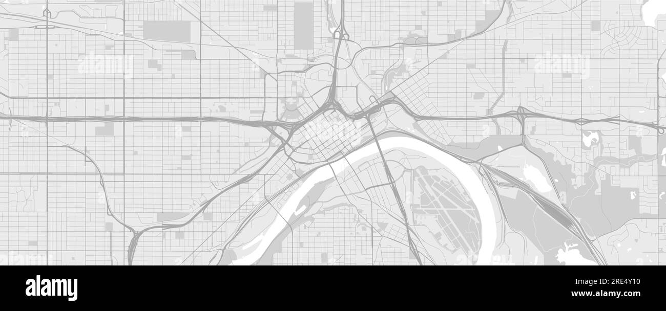 Mappa della città di Saint Paul, Minnesota. Poster urbano in bianco e nero. Immagine della mappa stradale con vista sull'area metropolitana della città. Illustrazione Vettoriale