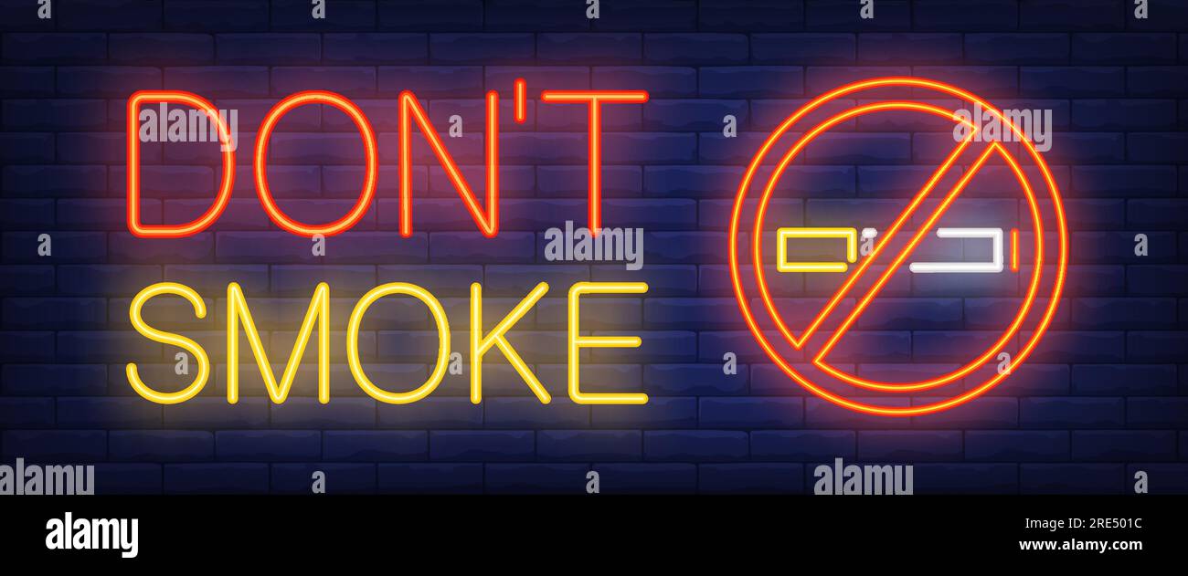 Non fumare il cartello al neon Illustrazione Vettoriale