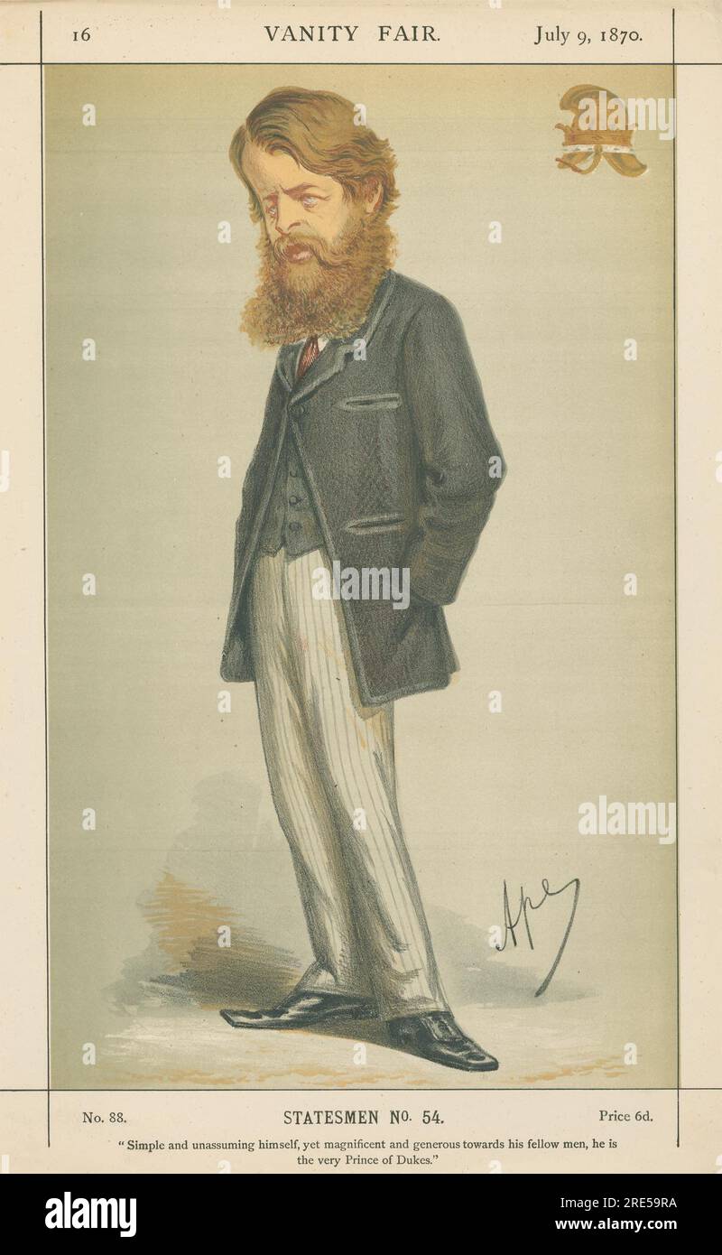 Vanity Fair: Royale; 'semplice e senza pretese se stesso, ma magnifico e generoso verso i suoi compagni, è il vero Principe dei Duchi', il Duca di Sutherland, 9 luglio 1870 1870 di Carlo Pellegrini Foto Stock
