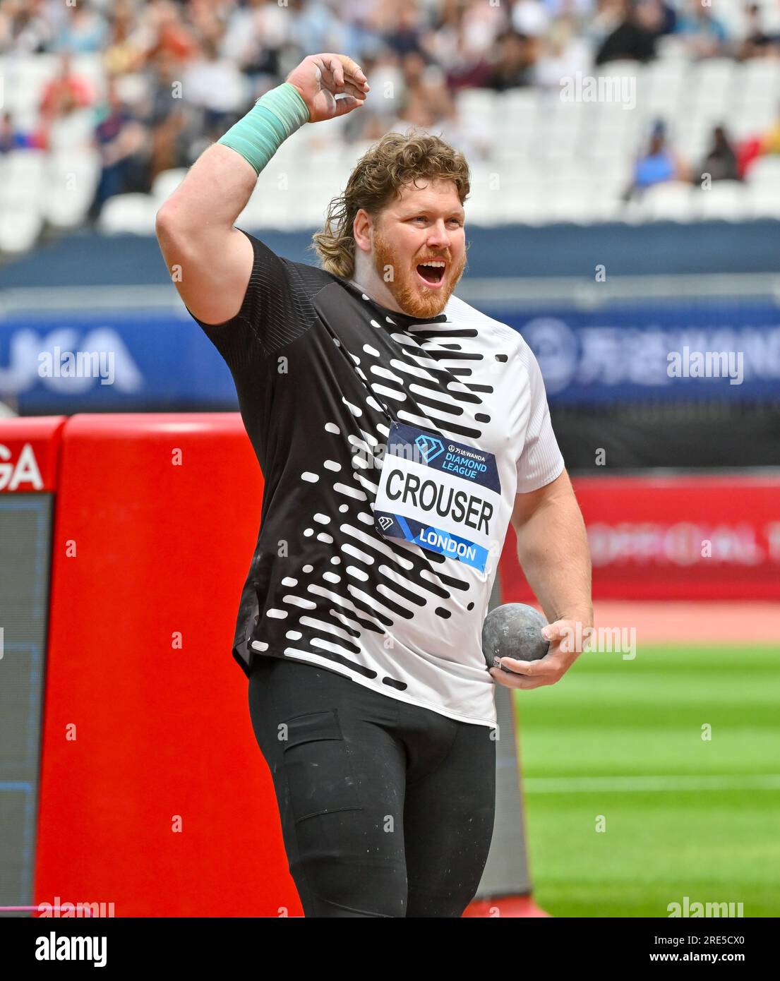 Londra, Regno Unito. 23 luglio 2023. London Stadium, Queen Elizabeth Park, Londra, Regno Unito il 23 luglio 2023. Shot Put Men, CROUSER Ryan USA conquista il primo posto durante il Wanda Diamond League London Athletics Meet al London Stadium, Queen Elizabeth Park, Londra, Regno Unito, il 23 luglio 2023. Foto: Francis Knight/Alamy Live News Foto Stock