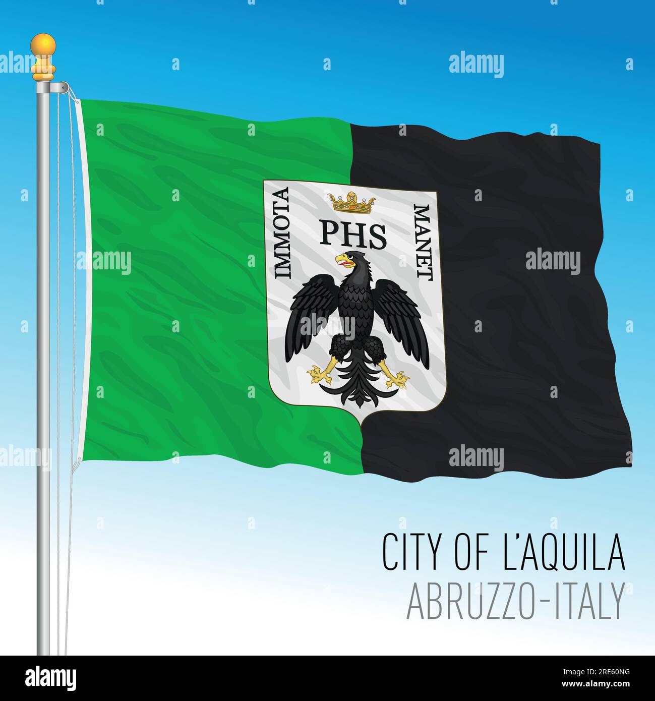 Bandiera della città dell'Aquila, Abruzzo, Italia, illustrazione vettoriale Illustrazione Vettoriale