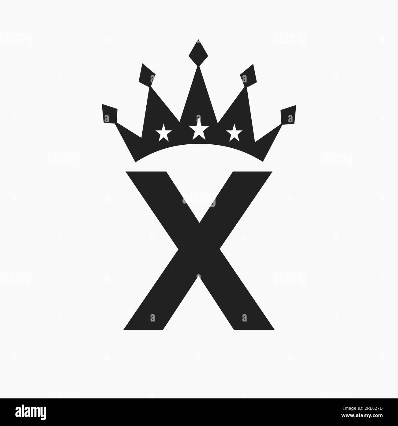 Logo Crown sulla lettera X simbolo di lusso. Modello logotipo corona Illustrazione Vettoriale