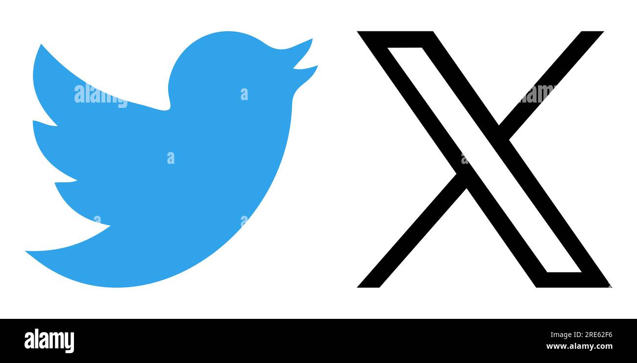 Logo vecchio e nuovo di Twitter. Icone dei vettori editoriali Illustrazione Vettoriale