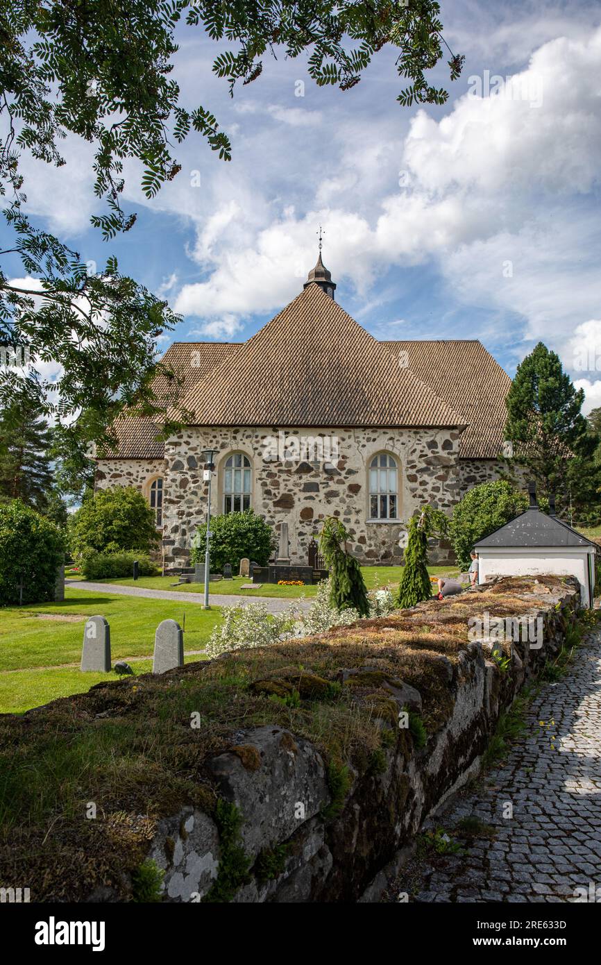 Chiesa di Kangasala, chiesa luterana in granito grigio costruita nel 1767, a Kangasala, Finlandia Foto Stock