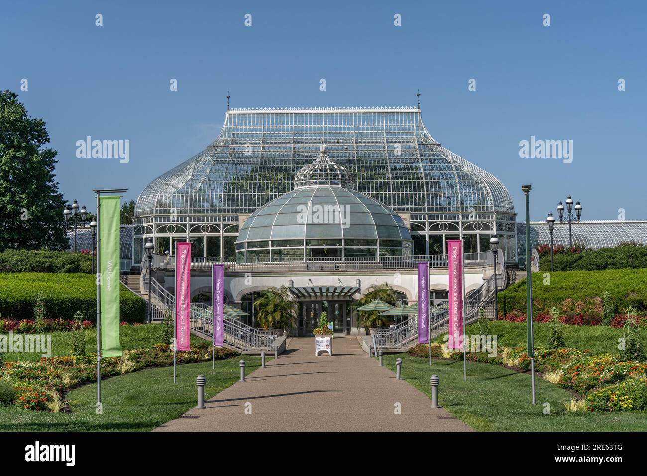 Pittsburgh, Pennsylvania - 23 luglio 2023: Il Phipps Conservatory and Botanical Gardens si trova a Schenley Park a Pittsburgh ed è elencato nella Nationa Foto Stock