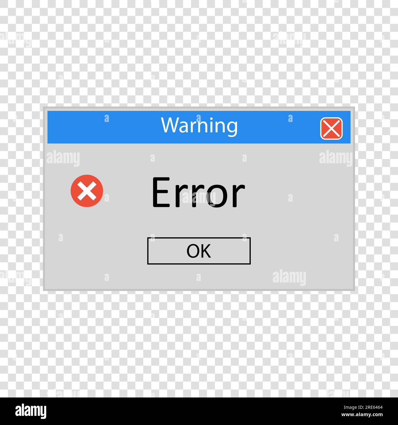Messaggio di errore. Illustrazione del vettore degli errori di sistema. Avviso di errore del sistema operativo del finestrino Illustrazione Vettoriale