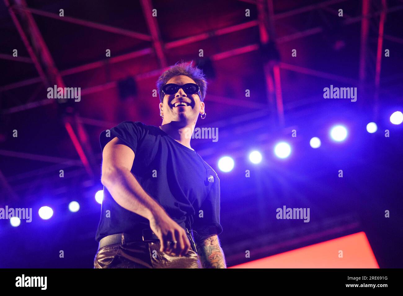 Piazza Lumiere, Giffoni Valle piana (SA), Italia, 23 luglio 2023, Follya / Alessio Bernabei durante Follya - Tour estivo 2023 - Concerto musicale Foto Stock