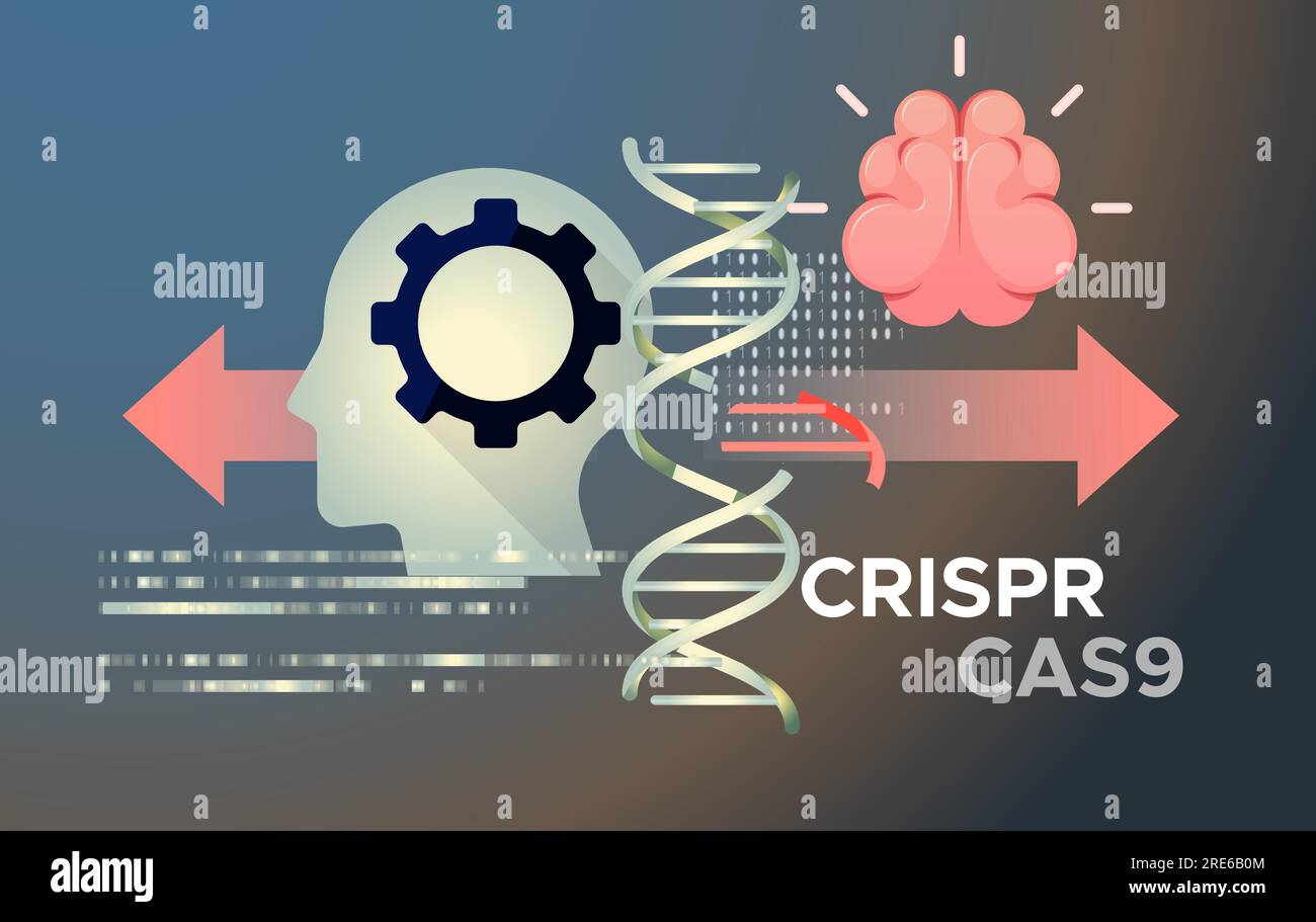 Ricerca genetica - Modifica genica e modifica dell'elica del DNA - tecnologia CRISPR-CAS9 - illustrazione astratta come file EPS 10 Illustrazione Vettoriale