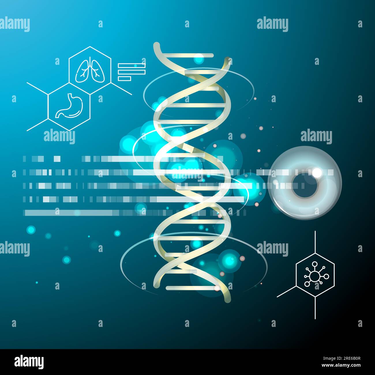 Ricerca genetica - editing genetico e modifica dell'elica del DNA - tecnologia CRISPR - illustrazione astratta come file EPS 10 Illustrazione Vettoriale