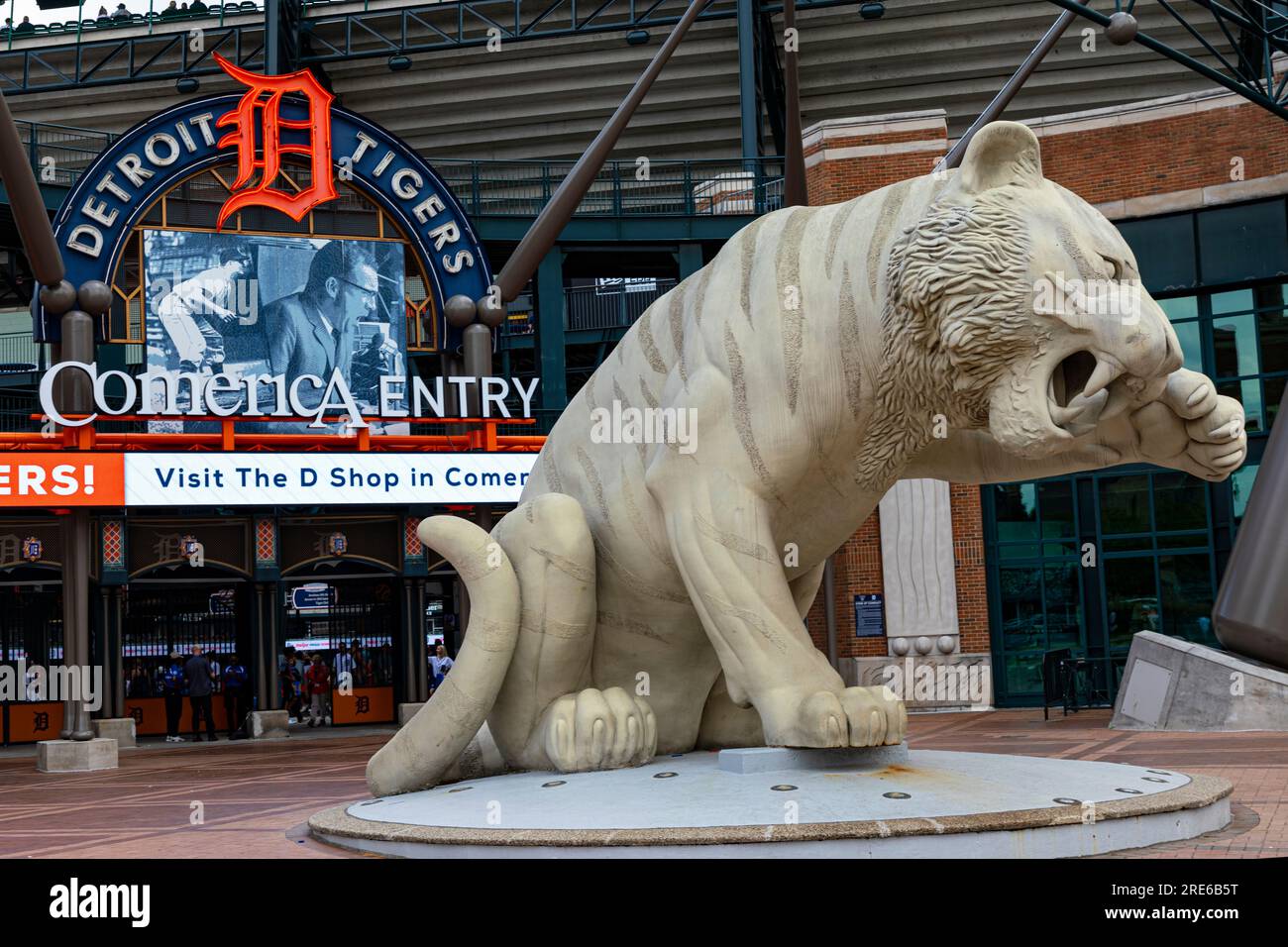 Comerica Park, il campo da baseball di Detroit Tigers Major League Baseball team, nel centro di Detroit, nel Michigan, Stati Uniti d'America Foto Stock