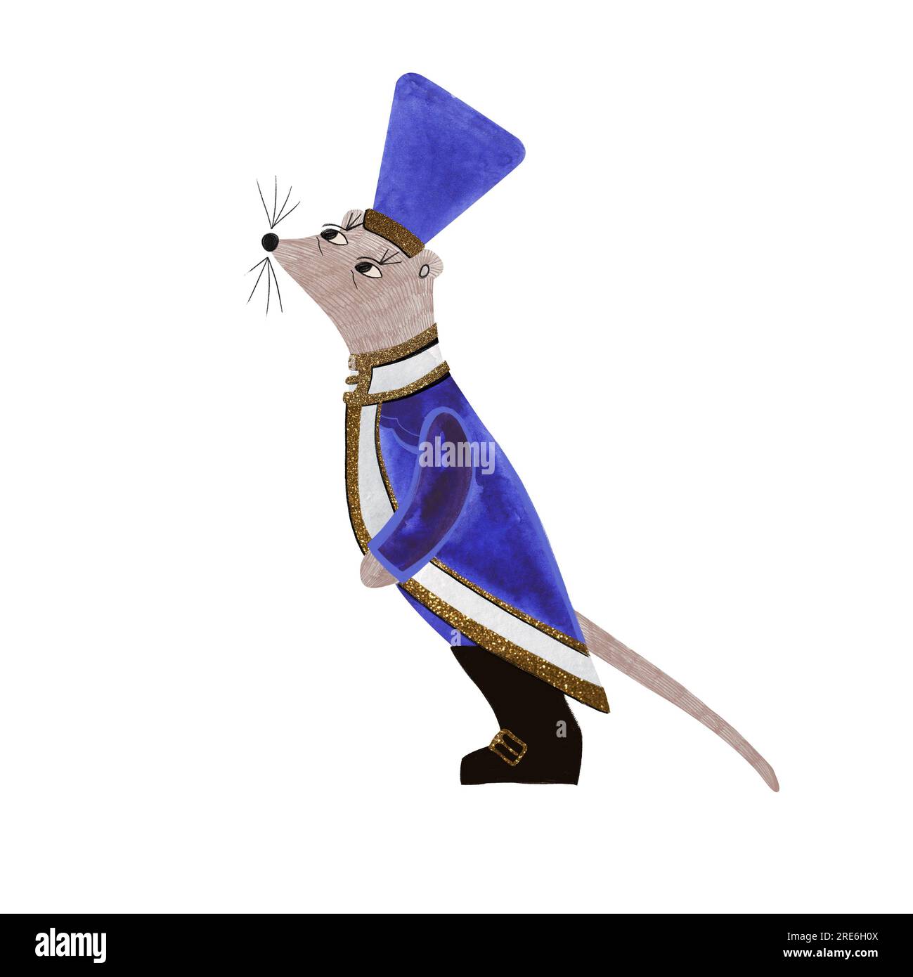 Acquerello ratto. La favola dello Schiaccianoci. Illustrazione isolata. Clipart. Illustrazione raster per imballaggio, biglietti d'auguri e carta da imballaggio, regali, Foto Stock