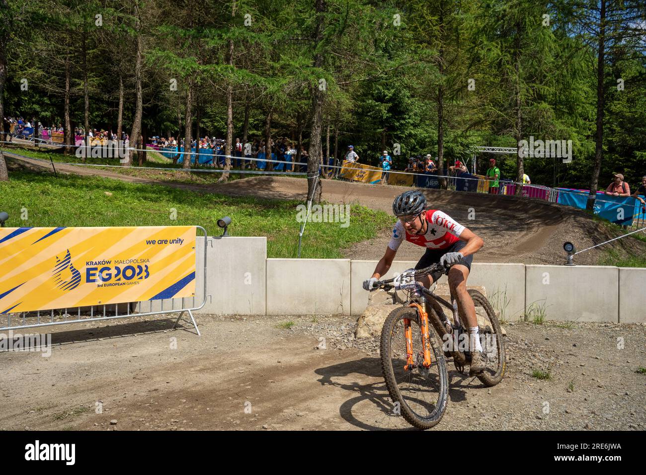 Pilota svizzero Alexander Balmer - 2023 UEC MTB Elite European Championships - Giochi europei Cracovia/Kraków - Krynica-Zdrój Foto Stock