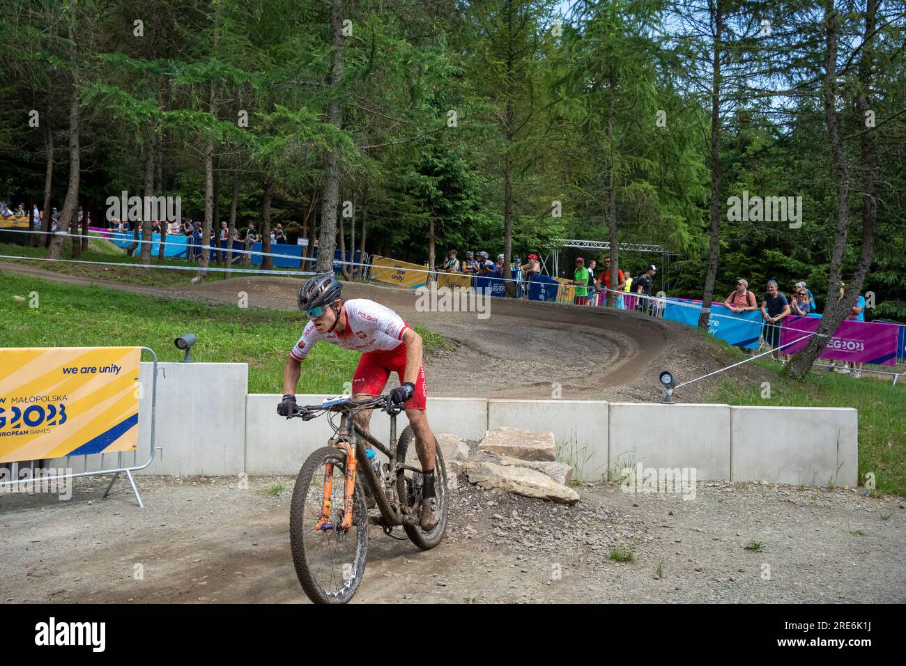 Polacco rider Michał Topór - 2023 UEC MTB Elite European Championships - Giochi europei Cracovia/Kraków - Krynica-Zdrój Foto Stock