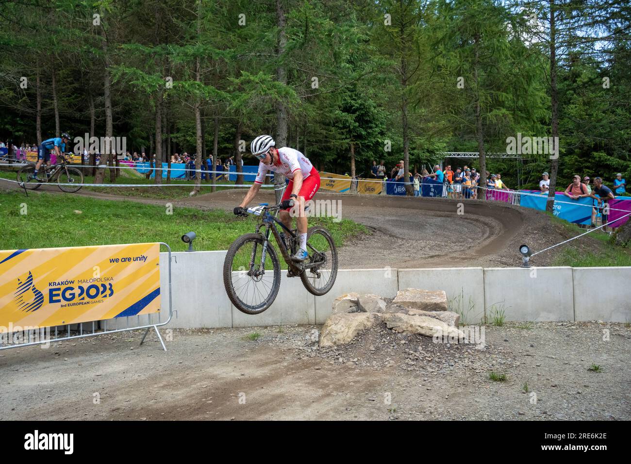 Polacco Maciej Jeziorski - 2023 UEC MTB Elite European Championships - Giochi europei Cracovia/Kraków - Krynica-Zdrój Foto Stock