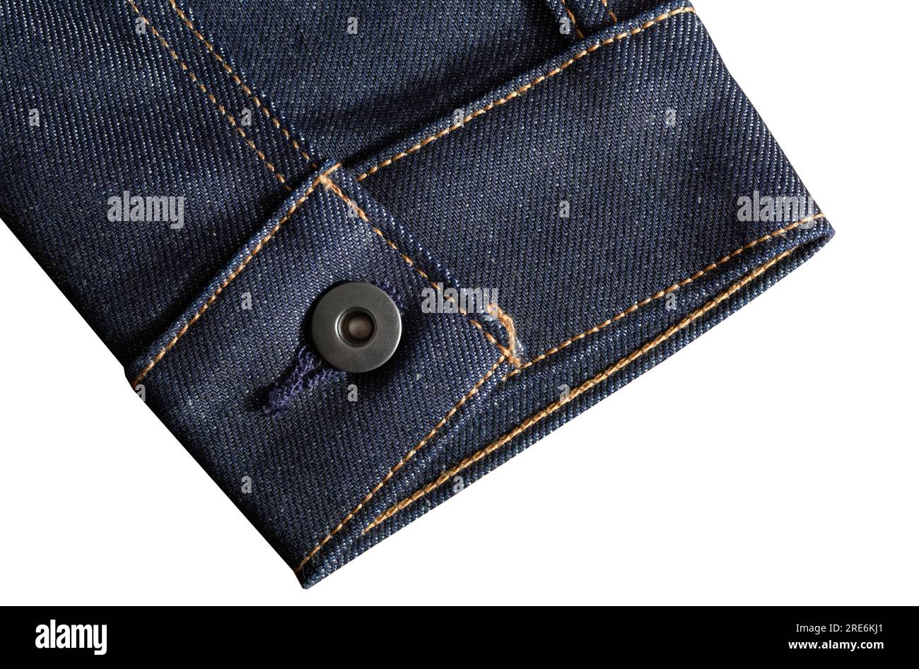 Primo piano della manica della giacca in denim Foto Stock