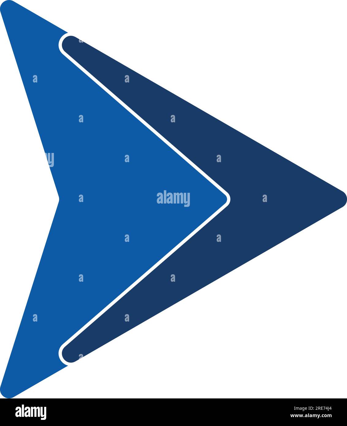 Simbolo di una freccia blu chiaro e blu scuro a due tonalità. Illustrazione Vettoriale