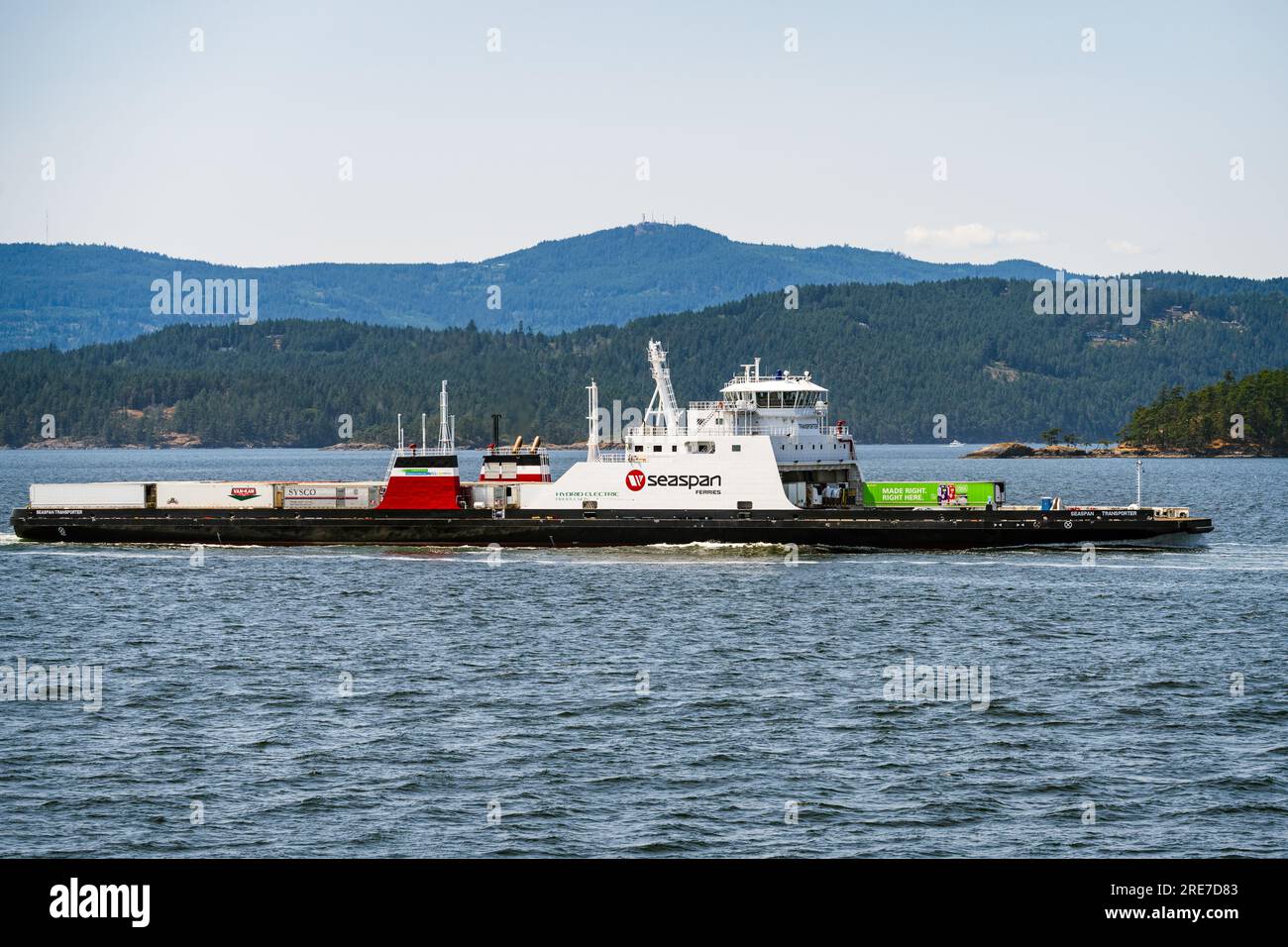 La Seaspan Transporter (1921) è una nave cargo roll-on roll-off che opera tra Victoria, Nanaimo e Vancouver (Tilbury Island), British Columbia, Canada. Foto Stock