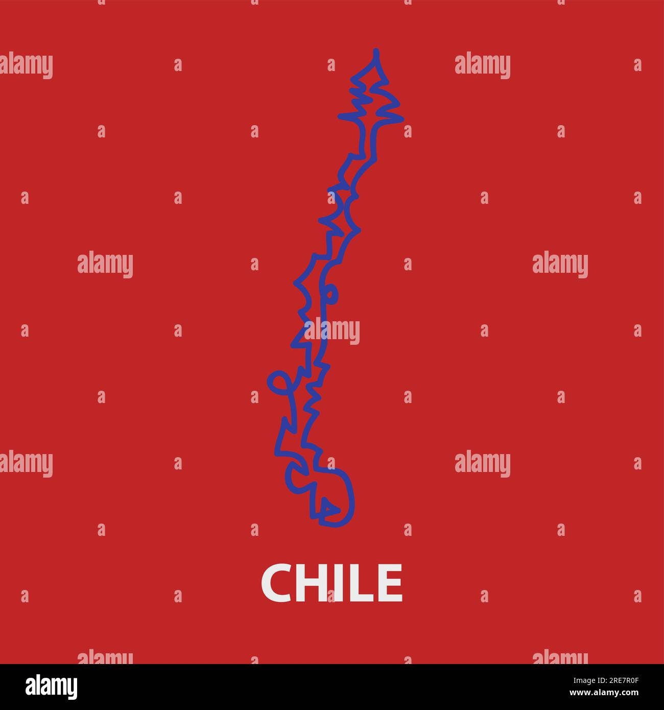 Mappa dei tratti astratti del Cile per il torneo di rugby. Illustrazione vettoriale. Illustrazione Vettoriale