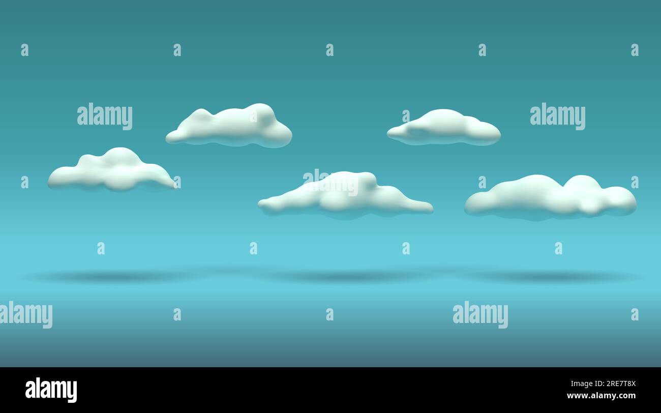 Nuvole bianche su sfondo blu. Illustrazione vettoriale di un cielo nuvoloso Illustrazione Vettoriale
