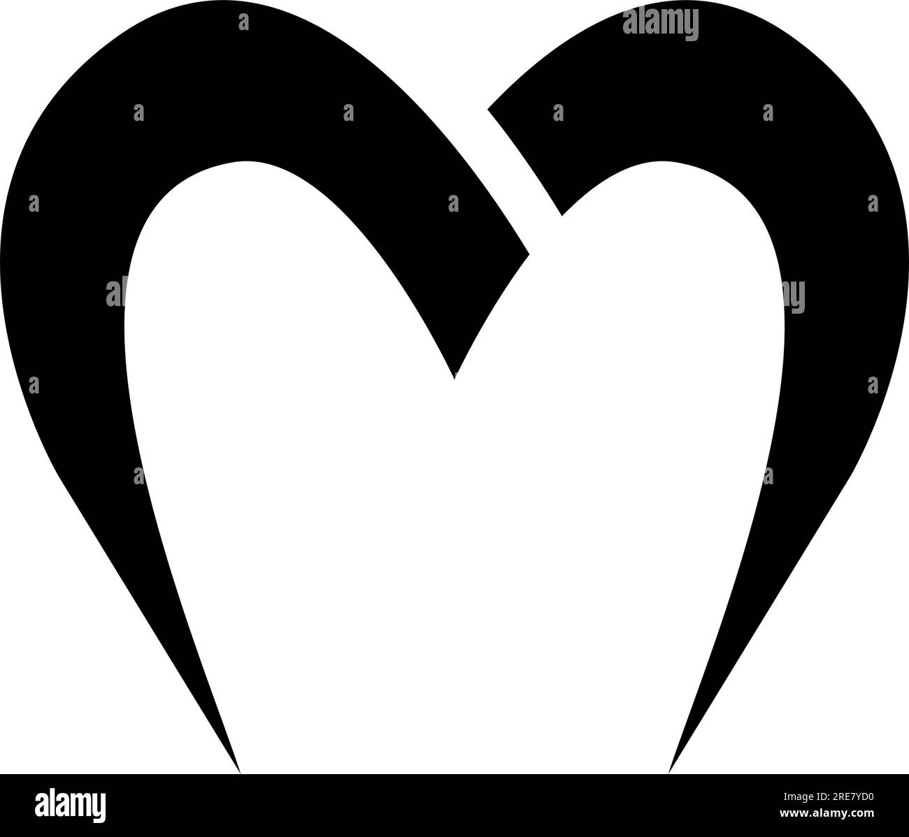 Icona di lettera M a forma di paracadute nero su sfondo bianco Illustrazione Vettoriale