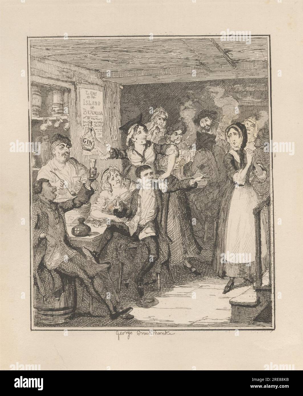 Jack Sheppard si ubriaca e ordina sua madre di 1839 di George Cruikshank Foto Stock