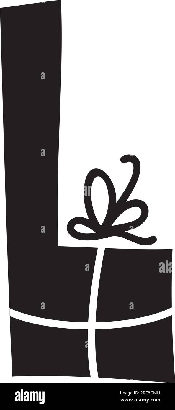 Visualizza l'alfabeto lettera L del carattere vettoriale invernale natalizio. Caratteri maiuscoli scandinavi abc elemento per social media, web design, poster, banner Illustrazione Vettoriale