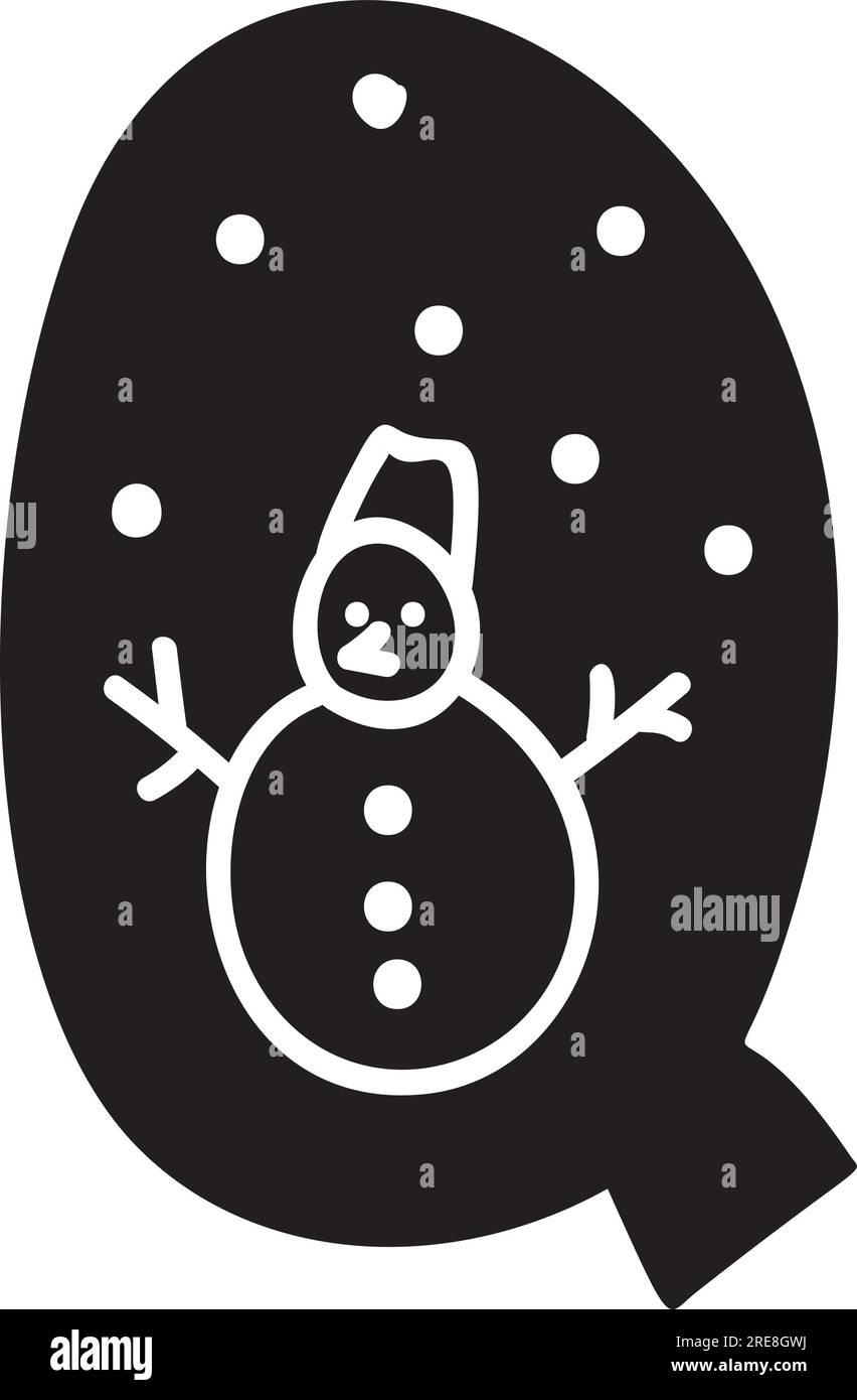 Visualizza caratteri vettoriali invernali di Natale lettera Q alfabeto. Caratteri maiuscoli scandinavi abc elemento per social media, web design, poster, banner Illustrazione Vettoriale