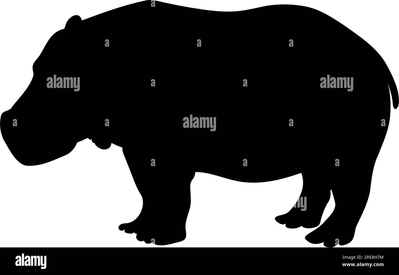 Silhouette in piedi Hippo. Illustrazione vettoriale Illustrazione Vettoriale