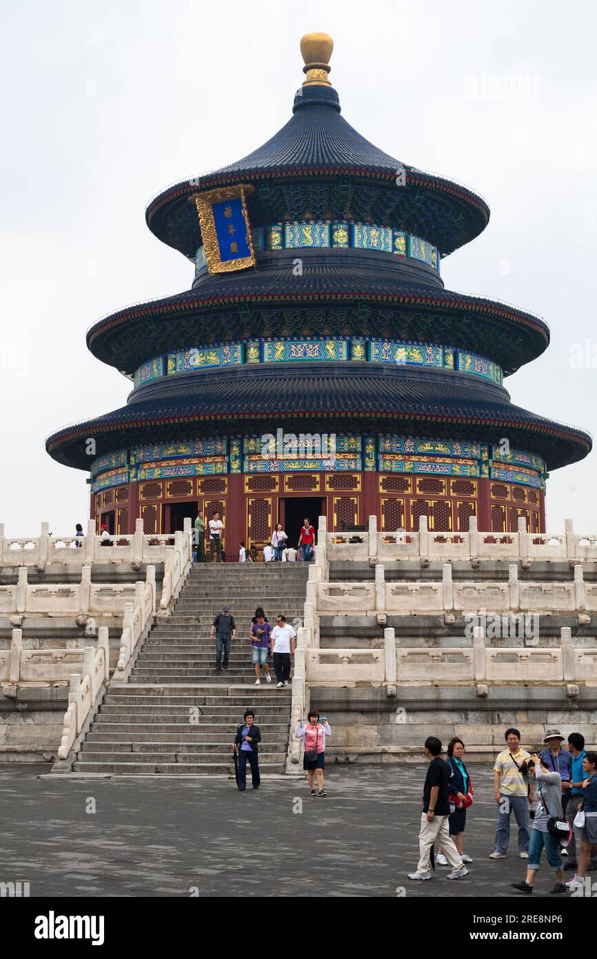 L'esterno/esterno della sala di preghiera per il buon raccolto, l'edificio più grande del complesso del Tempio del Paradiso a Pechino, RPC. Cina. (125) Foto Stock