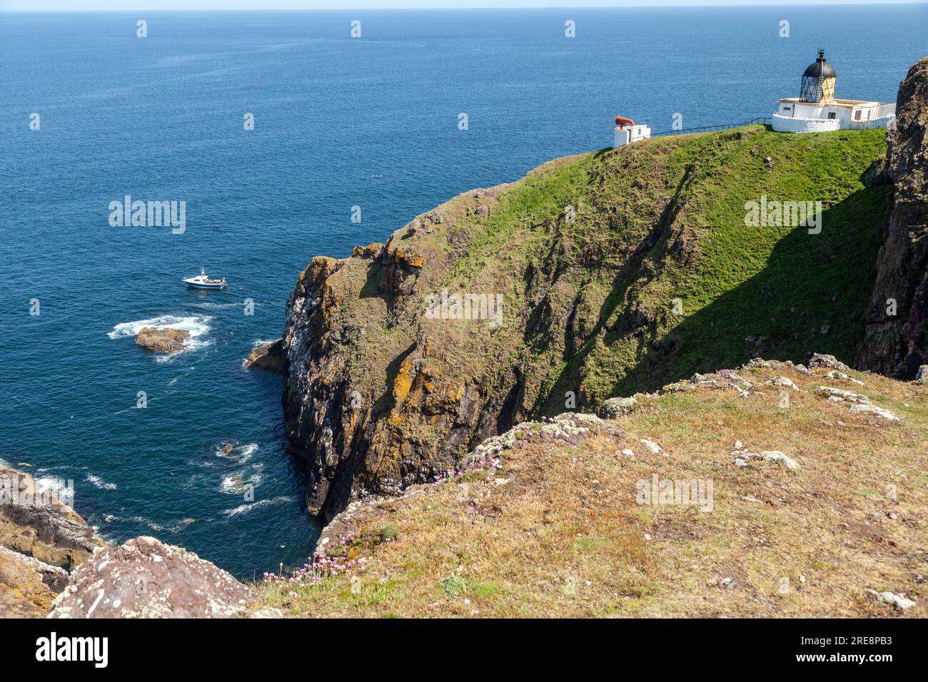 Il faro di St ABB's Head fu progettato e costruito dai fratelli David Stevenson e Thomas Stevenson e iniziò il servizio il 24 febbraio 1862 Foto Stock