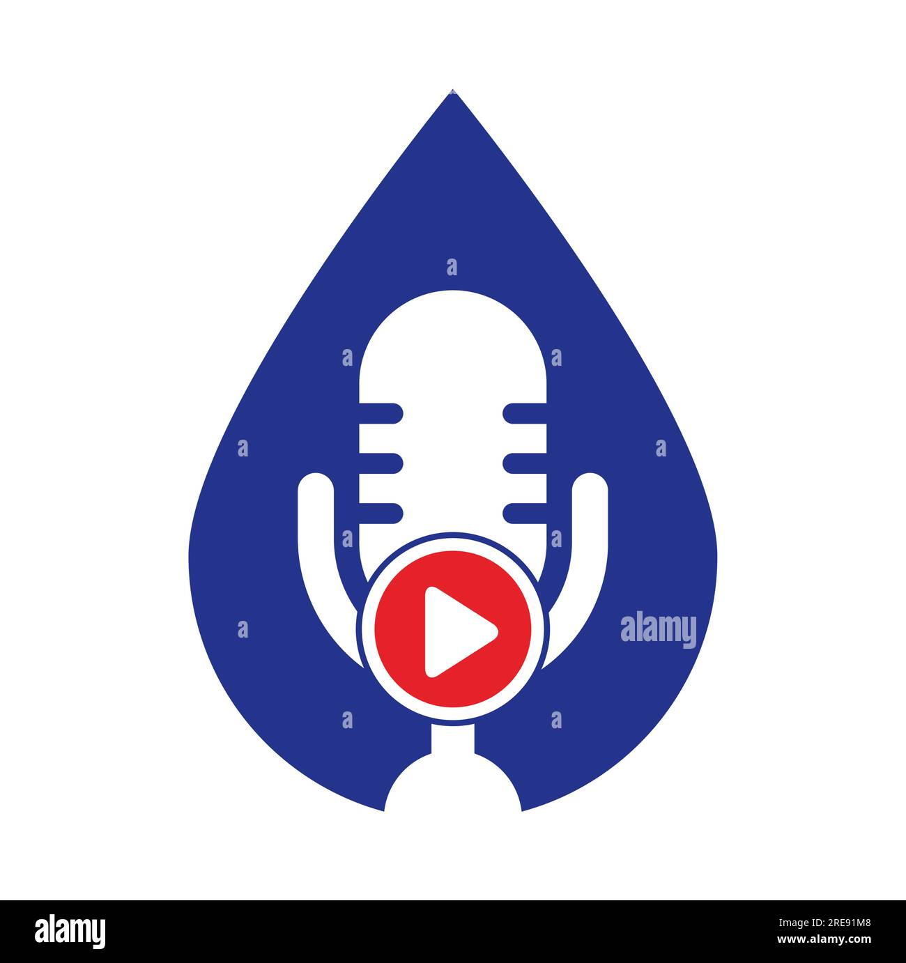 Design del modello del logo podcast di riproduzione video. Logo del canale podcast o della radio. Illustrazione Vettoriale