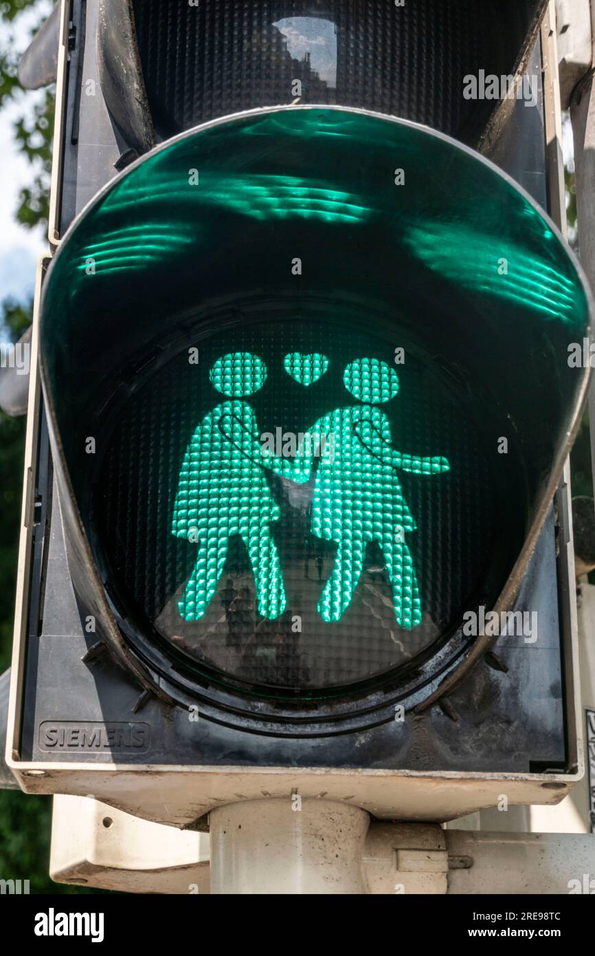 Gleichgeschlechtliche Ampelfiguren, Ampel, Münster, NRW, Deutschland, Foto Stock