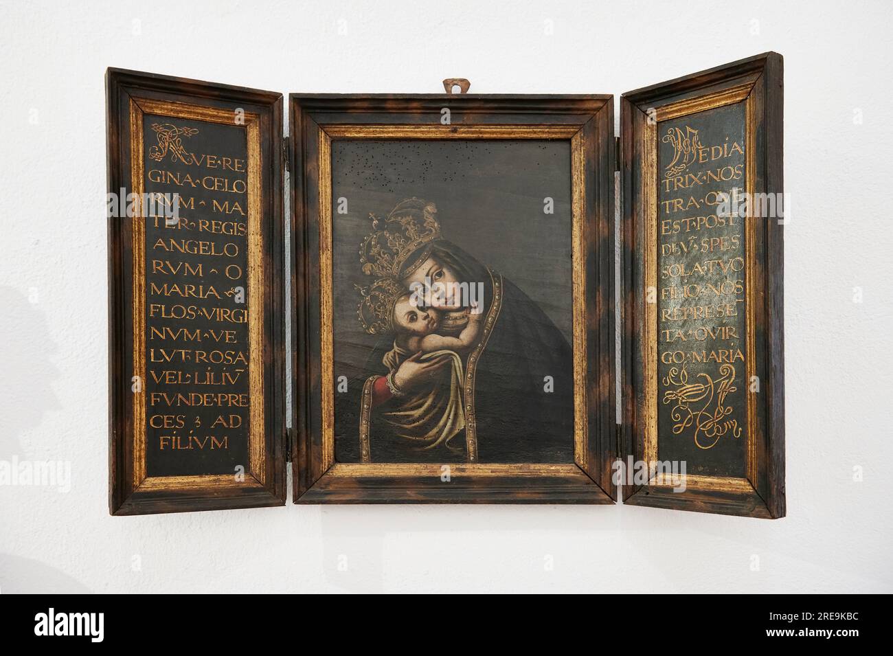 Trittico della Vergine di Bélen, olio su tavola, XVI secolo, interno della chiesa di San Esteban, Burgos, Castilla y Leon, Spagna Foto Stock