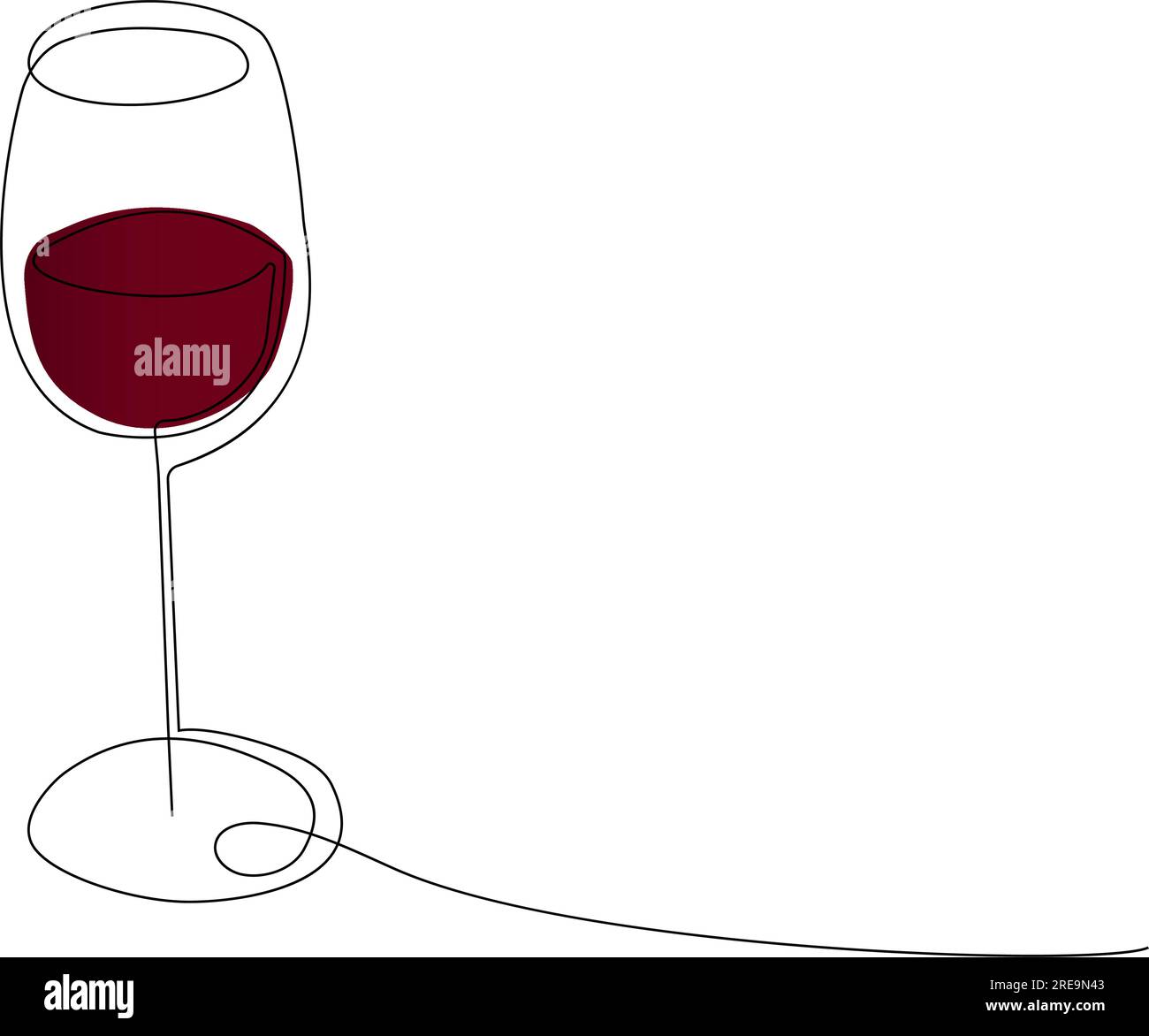 Bicchiere, bicchiere di vino in stile art-style, una linea continua. Giornata Nazionale del vino. Concetto natalizio, logo. Modello per sfondo, banner, scheda, poster con testo Illustrazione Vettoriale
